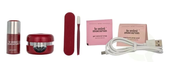 Le Mini Macaron Ruby Red! - Semi-Permanent Nail Polish Set 6 piece 3 in 1 Gel/Led Lamp/Nail File/Cuticle Pusher/10 Removal Pads/Degreasing Wipes
