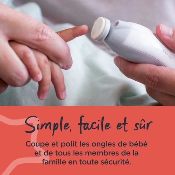 Elektrisk nagelfil - TOMMEE TIPPEE - Nagelklippare - LED-belysning - 6 filhuvuden - Baby och vuxen