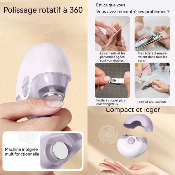 INN elektrisk nagelklippare 2 i 1 böjd design sladdlös automatisk nagelslipning multifunktionell automatisk nageltrimmer