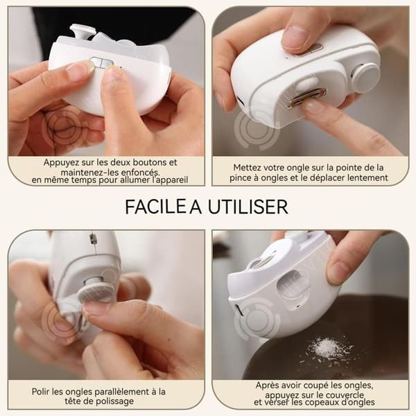 INN elektrisk nagelklippare 500 mah USB-laddningsautomatisk nageltrimmer med förvaringstank och LED för vuxna och barn