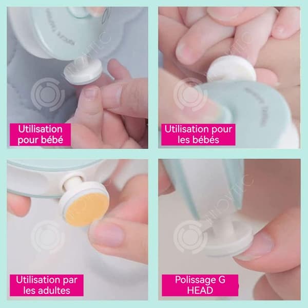 INN Elektrisk nagelfil för barn Nagelklippare för barn med 6 sliphuvuden Lämpar sig för barn och vuxna Grön
