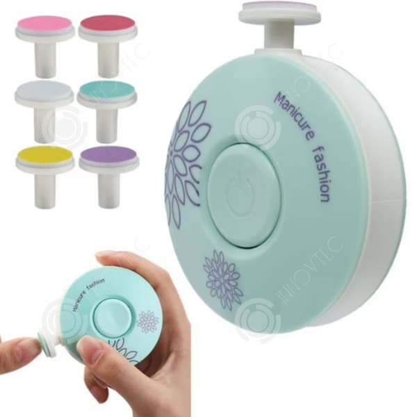 INN Lime en elektrisk nagelfil 6,6x2,7cm för nyfödda manikyr vuxen barn nagelfilset med 6 nagelfilhuvuden