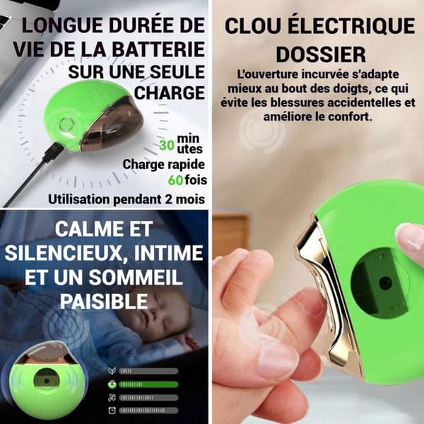 INN Elektrisk nagelklippare 5V 500mAh 78x80x33mm nagelklippare och elektrisk sprutsäker anti-kאָסsegrön