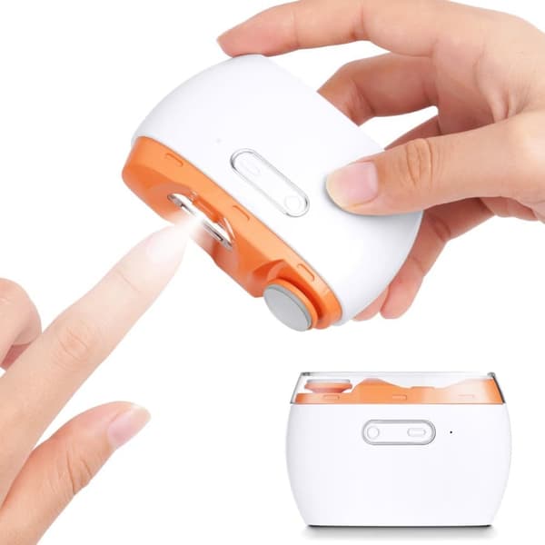 Lollanda 2 i 1 Elektrisk nagelklippare, sladdlös uppladdningsbar automatisk nageltrimmer med LED-ljus och förvaring av nagelrester