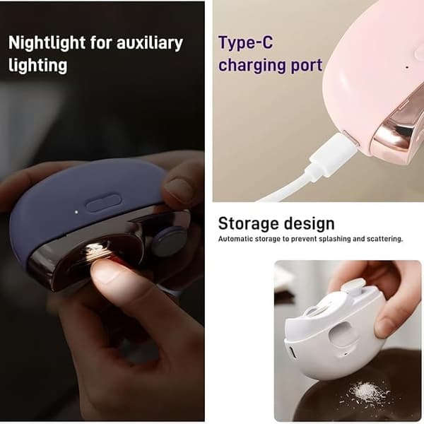 3 i 1 Elektriska Nagelklippare ,Elektrisk Nagelfil med Inbyggd Nagelresterbehållare och Barnsäkerhetslås,för vuxna och barn