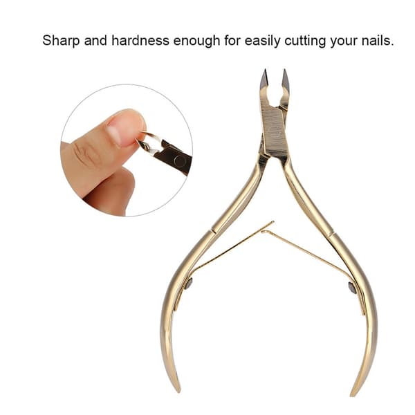 Rustfrit stål neglebånd Nipper Clipper Død hud Saks Negle Manicure Værktøj Guld