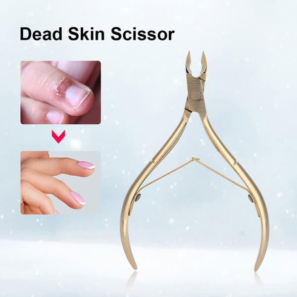 Rustfrit stål neglebånd Nipper Clipper Død hud Saks Negle Manicure Værktøj Guld