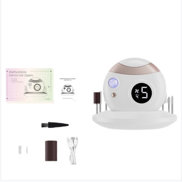INF 3-i-1 elektrisk negleklipper: Trim, fil og poler Hvit