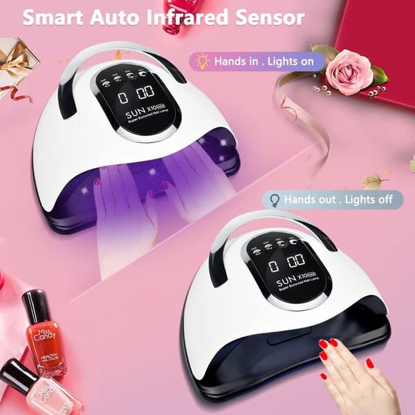 280W UV LED nagellampa, snabb nagelhärdande lampor för hem & salong, 6-WELLNGS