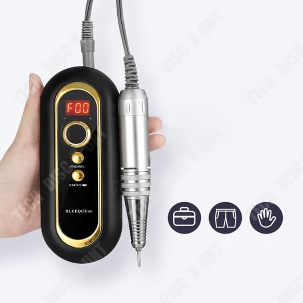 TD® Uppladdningsbar bärbar nagelmaskin Elektrisk nagelslipare Kolborste Elektrisk nagelkvarn 30000 RPM