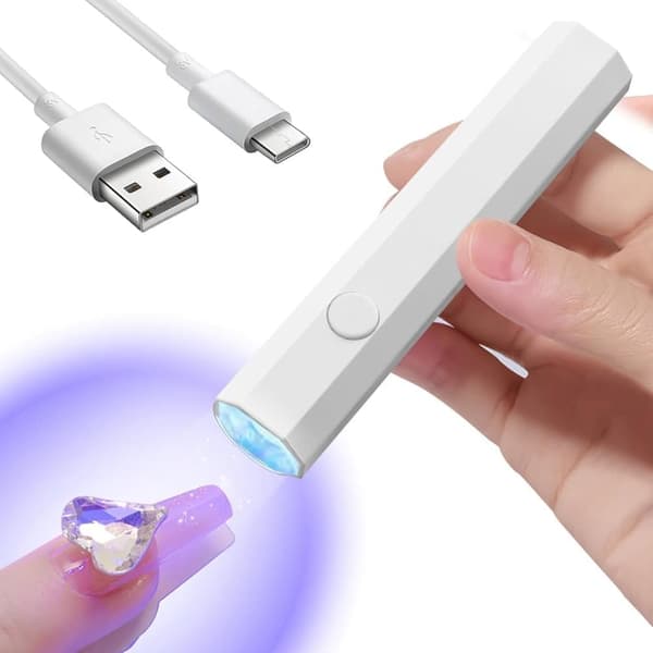 Mini UV-lamppu geelikynsille, ladattava-vaaleanpunainen/valkoinen