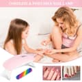 Miniatyrbild 7 av 7: OBOSOE Bärbar UV-lampa för naglar – USB-driven, kompakt modell med 6 LED-lampor, vit/rosa