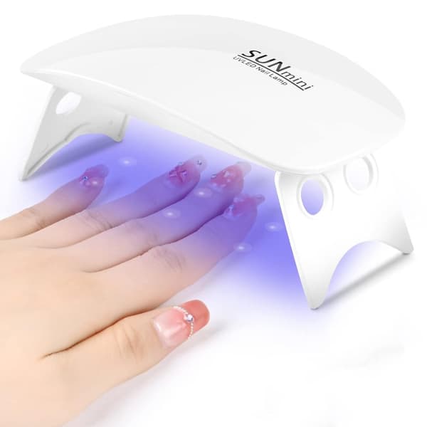 OBOSOE Bärbar UV-lampa för naglar – USB-driven, kompakt modell med 6 LED-lampor, vit/rosa Vit