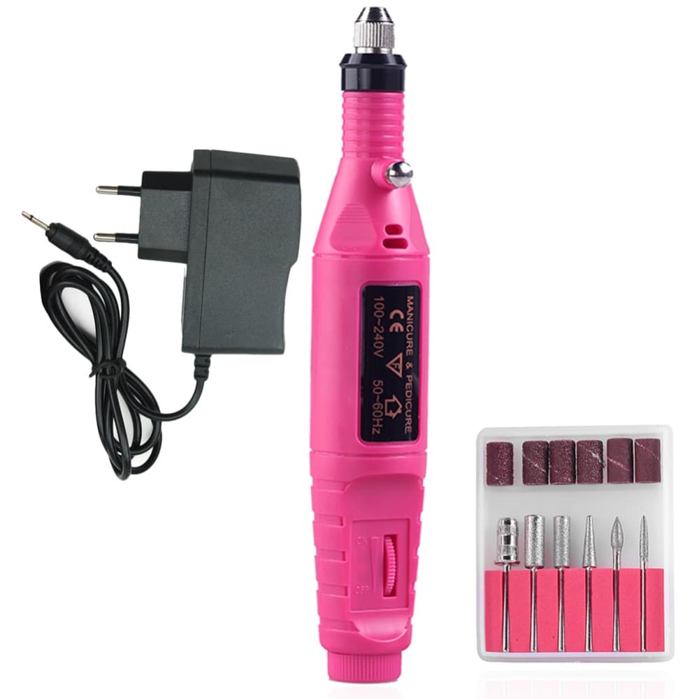 Electric Nail File - Pink - 6 bits included
