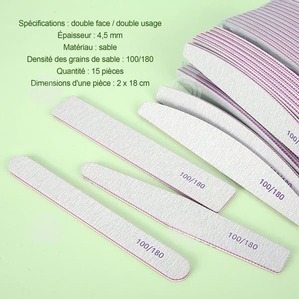 INN Nagelfil 15 st Professionell dubbelsidig nagelfil Återanvändbar 100/180 korn för nagelsalonger gör-det-själv nagel A