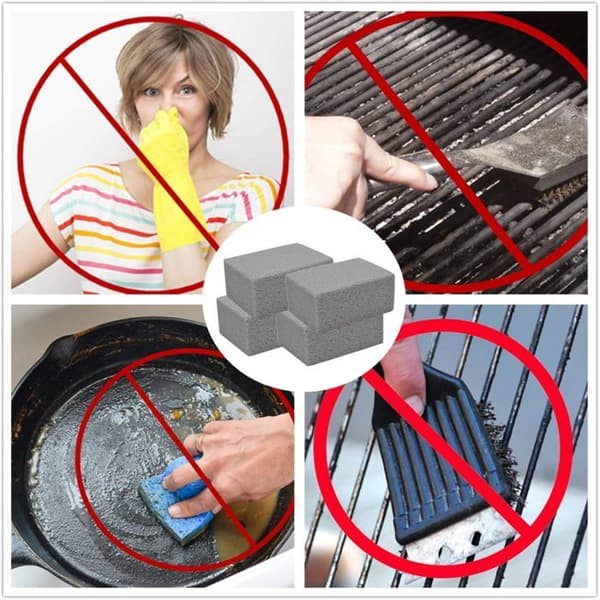 Förpackning med 4 st Pimpstenar för Ekologisk Rengöring, Återanvändbara Grillpimpstenar