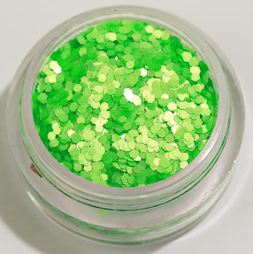 Negleglitter - Hexagon - Neongrøn (mat) - 8ml - Glitter