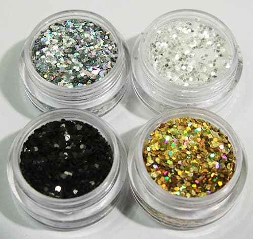 4 kuusikulmainen glitter perus
