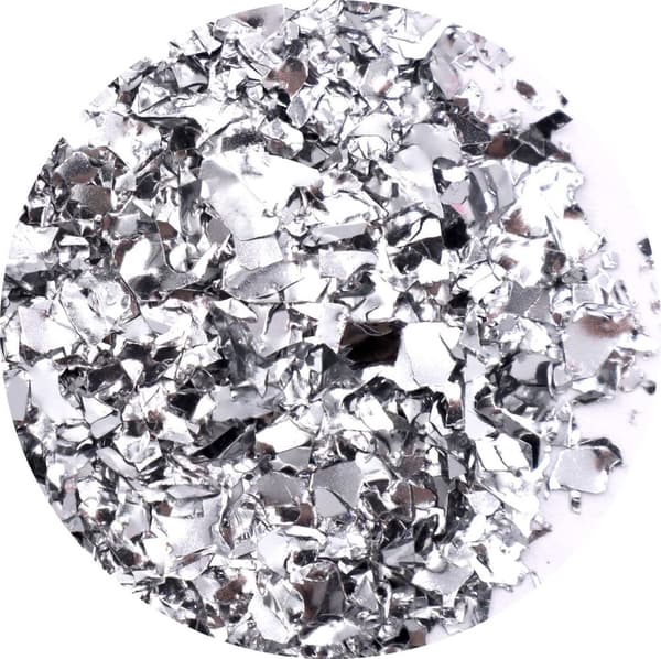 Negleglitter - Flakes / Mylar - Sølvmetallic - 8ml - Glitter