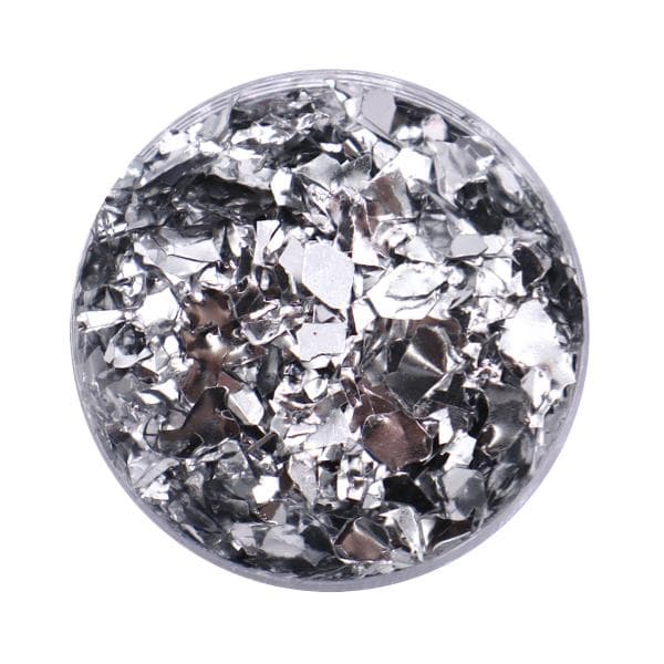 Negleglitter - Flakes / Mylar - Sølvmetallic - 8ml - Glitter