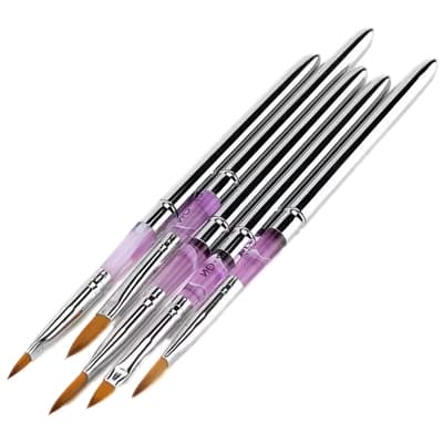 Penslar med naturborst - Akryl - Cat tounge - 2, 4, 6, 8, 10 mm