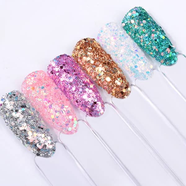 6 kynsien glittersekoitus - Rainbow