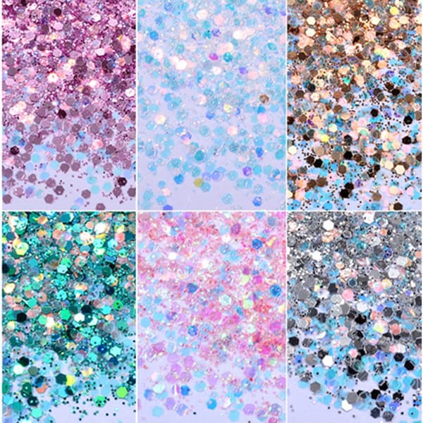 6 kynsien glittersekoitus - Rainbow