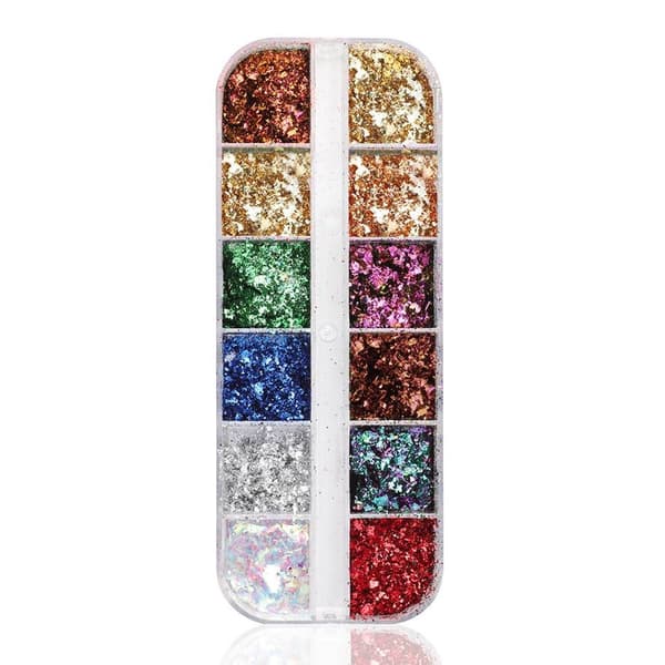 12 kamæleonflager glitter i æske