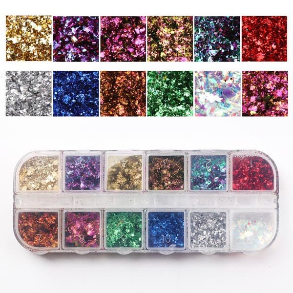 12 kamæleonflager glitter i æske