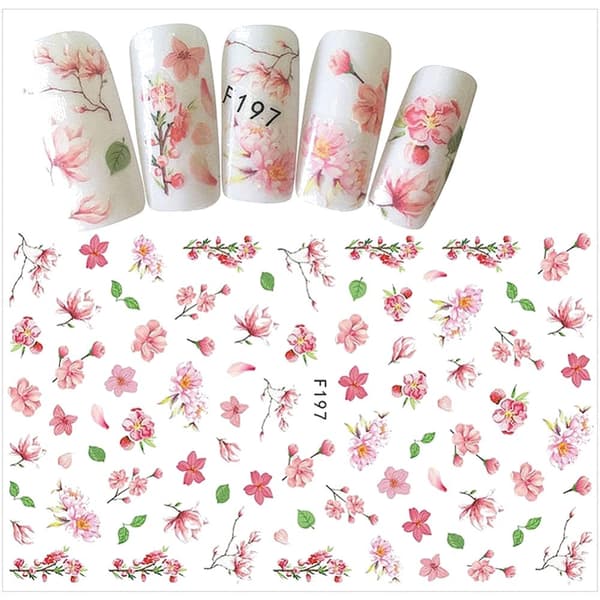 3 stora ark nagelstickers fjäril blomma