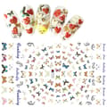 Miniatyrbild 1 av 3: 3 stora ark nagelstickers fjäril blomma