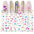 Miniatyrbild 2 av 2: 2 stora ark nagelstickers fjäril blommor