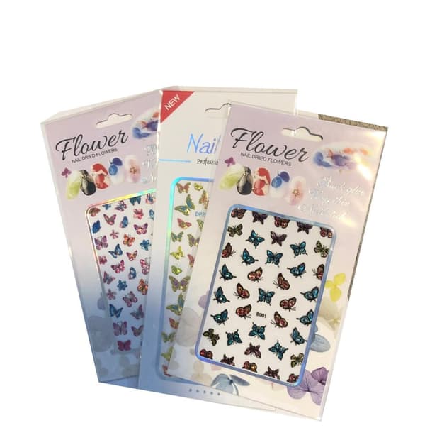 3 stora ark mega fjärilar nagelstickers