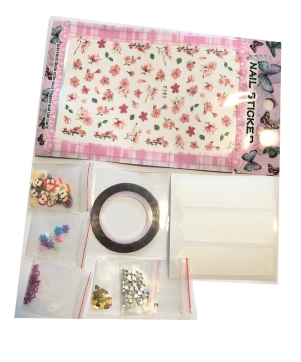 nagel bling och nagelstickers kit många mix