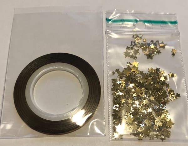guld Nageldekorationer tejp stjärnor mix