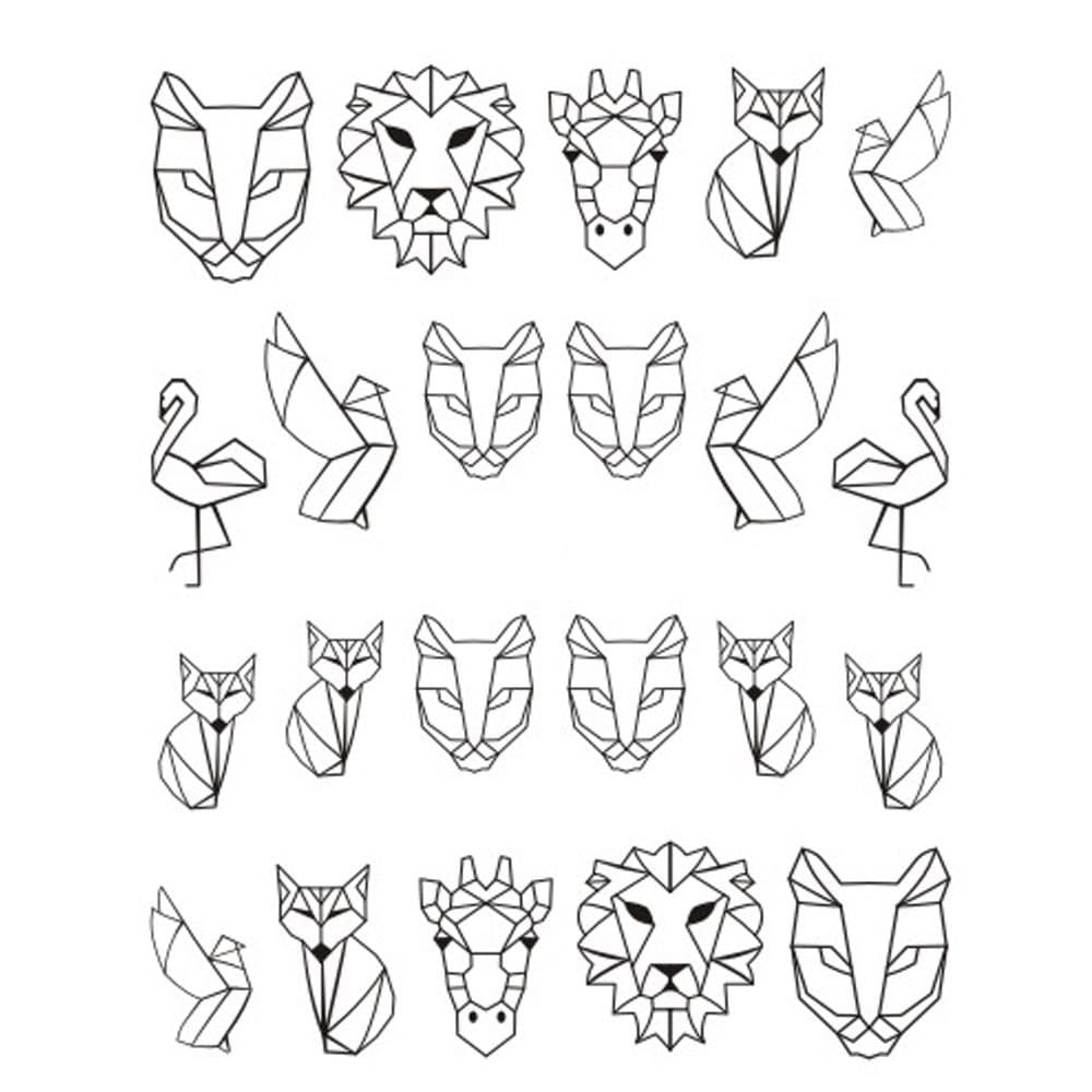 Nail Art Stickers Line Animal Design 5-ark