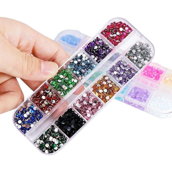 12st Rhinestone I ask - 2mm - Nageldekorationer