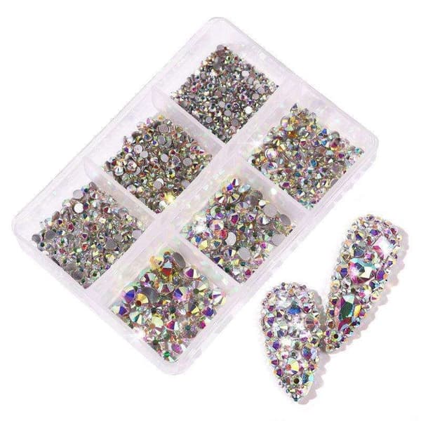 6st Rhinestone i olika storlekar - Zirkon - Nageldekorationer