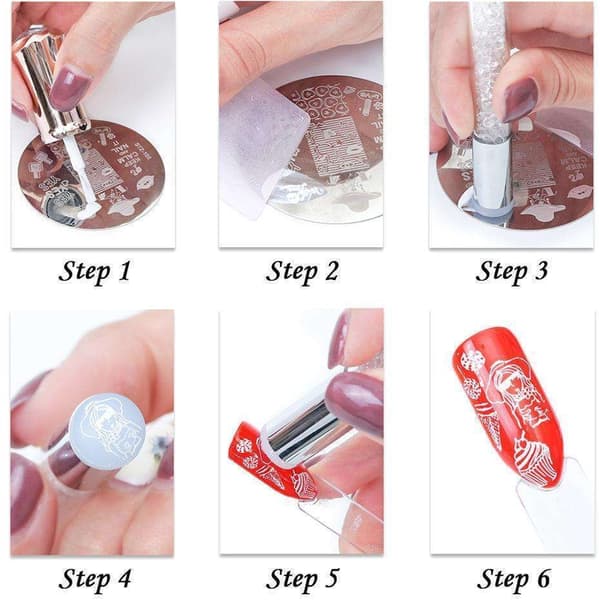 Sæt Stempelpude + Stempelplade til nail art stempling - Klar
