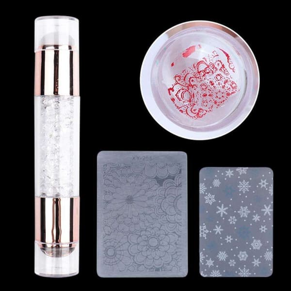 Kit Stamp pad + leimalevy kynsien leimaamiseen - kirkas