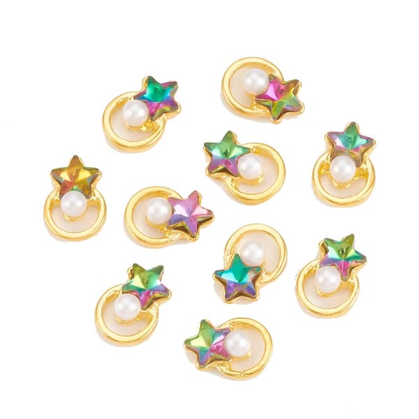 10 bling nageldekorationer star pearl