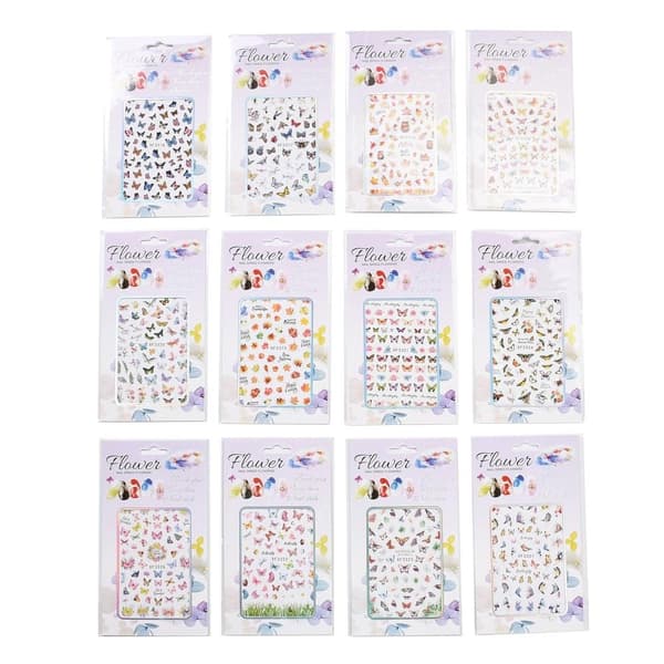 1 nagelstickers blommor 1 fjäril 2 ark i mix