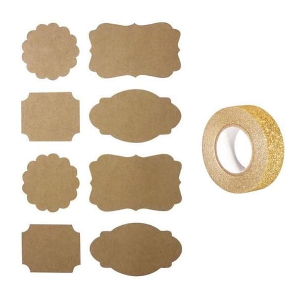 32 barockkraftklistermärken + guldglittermaskeringstejp 5 m