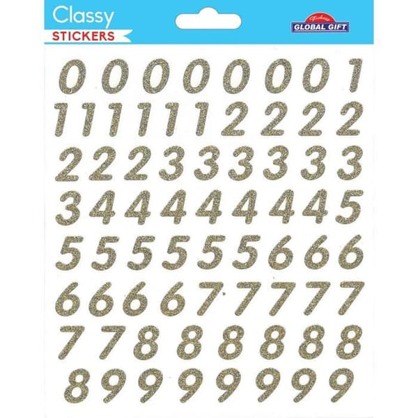 70 Stickers - Siffror - Guldglitter
