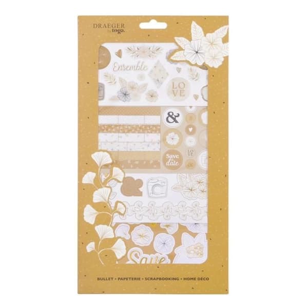 Kit Stickers Stickers And Die Cuts White And Gold - Draeger Paris