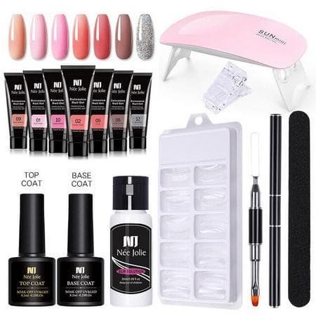 15 stk Acryl Gel - Poly Builder Gel Kit med UV lampe