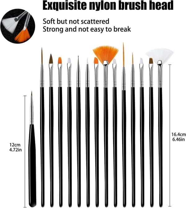15 kpl Nail Art setti pistemaalaus lakka sivellin kynä Työkalut