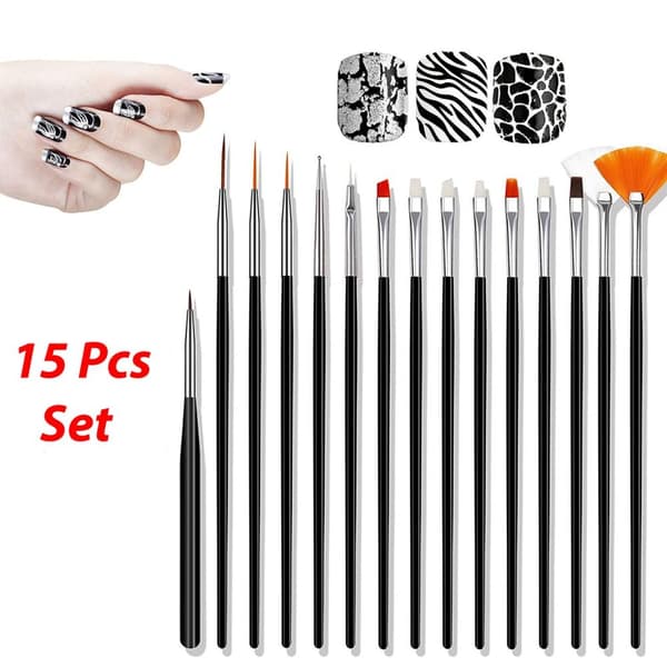 15 kpl Nail Art setti pistemaalaus lakka sivellin kynä Työkalut