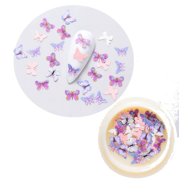 nagel fjärilar plus rhinestones 2,3 i mm mix kit