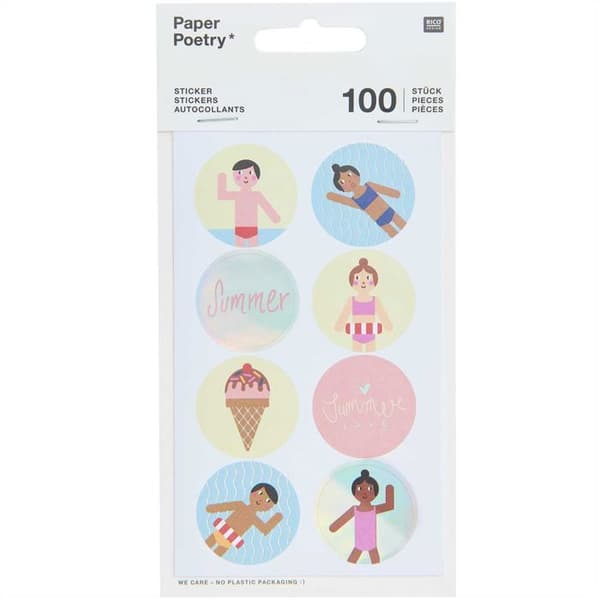 100 klistermärken - tema sommar på stranden